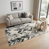5' X 8' Gray And Black Chevron Area Rug