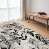 5' X 8' Gray And Black Chevron Area Rug