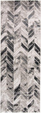 8' Gray And Black Chevron Runner Rug