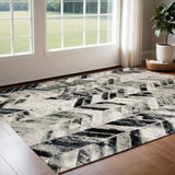 2' X 3' Gray And Black Chevron Area Rug