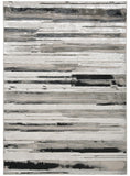 5' X 8' Black and Silver Abstract Non Skid Area Rug