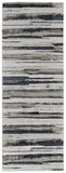 8' Black And Silver Abstract Distressed Runner Rug
