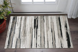 2' X 3' Silver Gray And Black Abstract Stain Resistant Area Rug