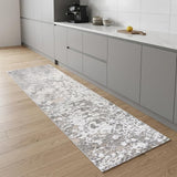 8' Gray and Silver Abstract Power Loom Runner Rug