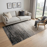 5' X 8' Beige and Black Abstract Non Skid Area Rug