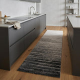 8' Beige And Black Abstract Runner Rug