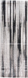 8' Black Silver And Gray Abstract Runner Rug