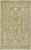 2' X 3' Tan Blue And Gray Wool Oriental Hand Tufted Area Rug