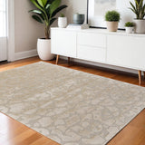 4' X 6' Ivory Taupe And Tan Abstract Tufted Handmade Area Rug