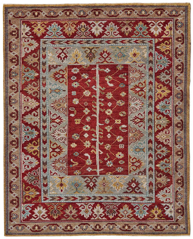 8' X 10' Teal Blue Sky Blue And Ivory Ogee Washable Indoor Outdoor Area Rug
