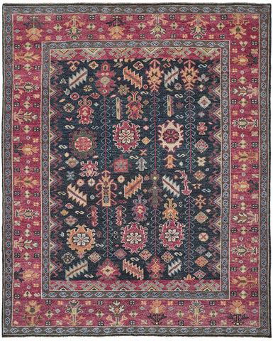 3' X 5' Green Blue And Brown Wool Floral Hand Knotted Area Rug