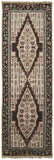 8' Green and Ivory Wool Floral Hand Knotted Distressed Runner Rug With Fringe