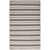 4' X 6' Black And White Striped Hand Woven Area Rug