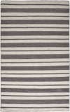 5' X 8' Black And White Striped Dhurrie Hand Woven Stain Resistant Area Rug