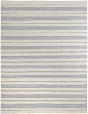 4' X 6' Blue and Ivory Striped Hand Woven Area Rug