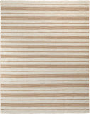 5' X 8' Ivory Taupe And Brown Striped Dhurrie Hand Woven Stain Resistant Area Rug