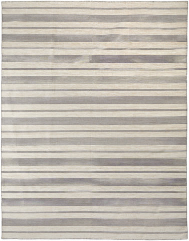 4' X 6' Gray and Ivory Striped Hand Woven Area Rug