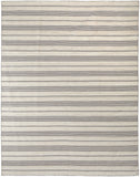 5' X 8' Gray And Ivory Striped Dhurrie Hand Woven Stain Resistant Area Rug