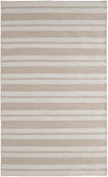 4' X 6' Ivory And Taupe Striped Dhurrie Hand Woven Stain Resistant Area Rug