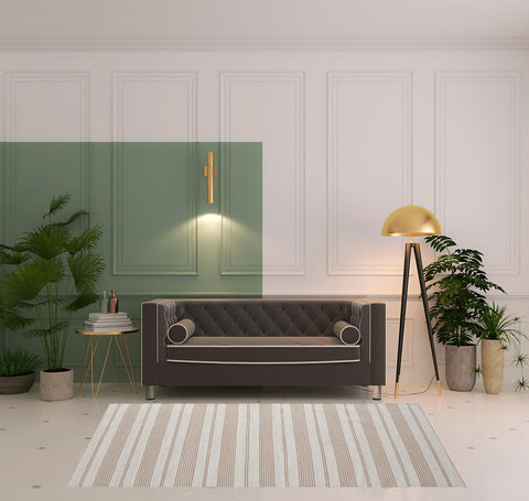 5' X 8' Ivory And Taupe Striped Hand Woven Area Rug