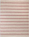 4' X 6' Red and Ivory Striped Hand Woven Area Rug