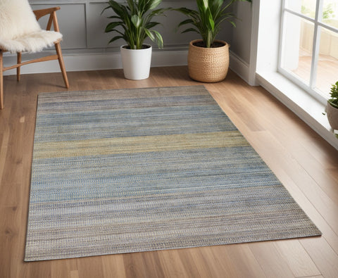 4' X 6' Blue and Gray Ombre Hand Woven Area Rug