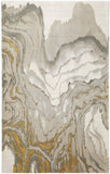 5' X 8' Gold Ivory And Gray Abstract Area Rug