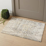 2' X 3' Ivory And Gray Abstract Stain Resistant Area Rug