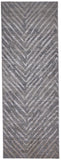 8' Gray and Silver Abstract Distressed Runner Rug