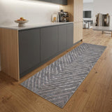 8' Gray and Silver Abstract Distressed Runner Rug