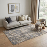 5' X 8' Gray And Gold Abstract Area Rug