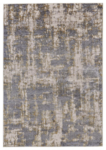 8' X 10' Silver Abstract Washable Non Skid Indoor Outdoor Area Rug