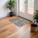 2' X 3' Gray And Gold Abstract Area Rug