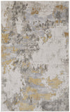5' X 8' Ivory Gray And Gold Abstract Area Rug