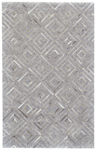 2' X 3' Gray Taupe And Ivory Geometric Hand Woven Area Rug