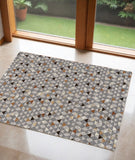2' X 3' Gray Ivory And Brown Geometric Hand Woven Area Rug