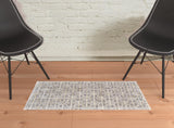 2' X 3' Gray Ivory And Brown Geometric Hand Woven Area Rug
