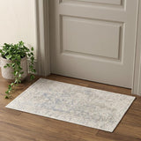 2' X 3' Ivory Blue And Tan Abstract Hand Woven Area Rug