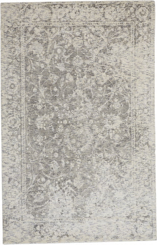 2' X 3' Gray and Ivory Abstract Hand Woven Area Rug