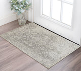 2' X 3' Gray and Ivory Abstract Hand Woven Area Rug