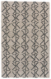 2' X 3' Black And Taupe Wool Geometric Hand Tufted Area Rug