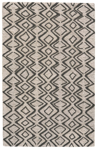 18" Blue and Beige Wool Cube Trellis Pouf Ottoman
