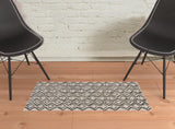 2' X 3' Black Taupe And Gray Wool Geometric Hand Tufted Area Rug