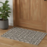 2' X 3' Black Taupe And Gray Wool Geometric Hand Tufted Area Rug