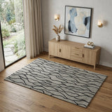 4' X 6' Gray And Black Wool Abstract Hand Tufted Area Rug