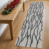 8' Gray And Black Abstract Hand Tufted Runner Rug