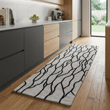 8' Gray And Black Abstract Hand Tufted Runner Rug