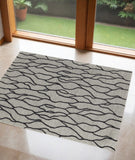 2' X 3' Gray And Black Wool Abstract Hand Tufted Area Rug
