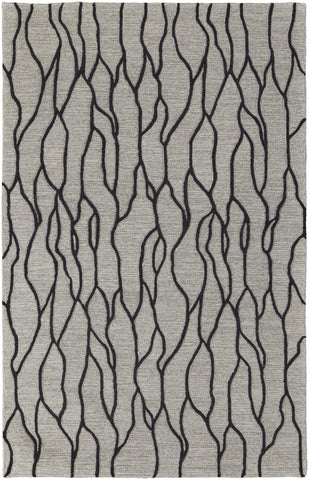 2' X 3' Gray And Black Wool Abstract Hand Tufted Area Rug