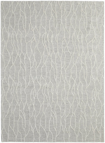 4' X 6' Gray And Ivory Wool Abstract Hand Tufted Area Rug